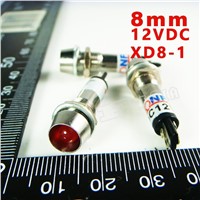 8mm 12VDC Red Signal led Lndicator lights Red Pilot lamp XD8-1-12V 10PCS/Lot