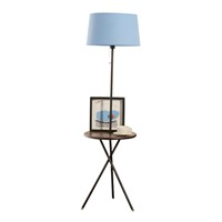 Modern Fashion Creative Nordic Wood Iron Fabric Led E27 Floor Lamp With Tray Tea Table For Living Room Bedroom H 160cm 1063