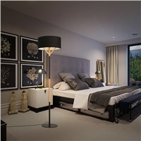 Simple fashion vertical wood New Nordic modern floor lamp bedroom living room lamp cloth floor lamp hm