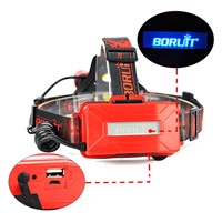Boruit Torch led fishing lamp Head Flashlight front rechargeable lamp headlamp rechargeable camping light with usb charger cable
