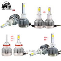 Auto led light bulbs 12 volt 60W 6000LM COB Led fog lamp- H4/9003 H7 H11 9005 9006 H1 H3 H4 H7 H11 HB4 HB3 Led light 3000K