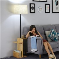 NEW Modern Simple Wood Fabric Led E27 Floor Lamp with Tray Shelf for Living Room Bedroom Study H 160cm 80-265V 1566