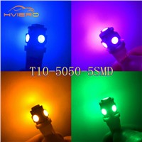 10Pcs T10 Bright Car Led W5W 5050 5 SMD White Blue Red interior Lights Wedge Reading Lamp Trunk Bulbs License Plate Light DC 12V