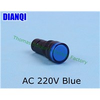 20pcs/lot LED indicator lamp dia 16mm AD16-16C LED signal light indicator AC 220V Blue