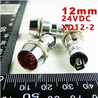 12mm 24VDC Red Signal led Lndicator lights Red Pilot lamp XD12-2-24V 10PCS/Lot