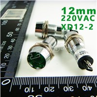 12mm 220VAC Green Signal led Lndicator lights Green Pilot lamp XD12-2-220V 10PCS/Lot