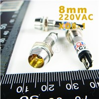 8mm 220VAC Yellow Signal led Lndicator lights Yellow Pilot lamp XD8-1-220V 10PCS/Lot