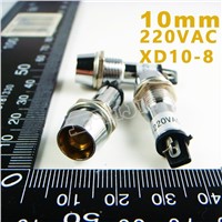 10mm 220VAC Yellow Signal led Lndicator lights Yellow Pilot lamp XD10-8-220V 10PCS/Lot