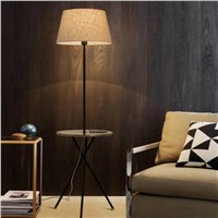 New Modern Nordic Creative Wood Iron Led E27 Floor Lamp With Tea Table Shelf For Living Room Bedroom Study Deco Light 1012