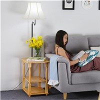 Modern Simple Creative Wood Fabric Led E27 Floor Lamp with Shelf for Living Room Bedroom Study H 140cm 80-265V 1564