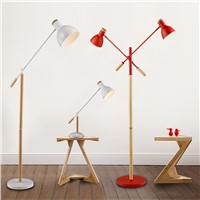 The American minimalist living room lamp, iron wood floor lamp