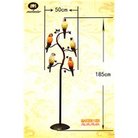Makenier Vintage Tiffany Style Stained Glass 5-light Parrot Tree Branch Bedroom Living Room Study Floor Lamp