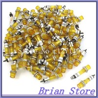 100 x 6.5mm Hole 2 Pins Yellow Illuminated Light Signal Indicator Lamp DC 24V