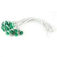 20Pcs 10mm Hole 19cm Long Cable Green Indicator Light Lamp DC 12V