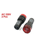 Ac 220V 28Mm Red Led Signal Indicator Lamp Alarm Light W Buzzer 2Pcs