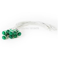 10 Pcs 10mm Hole 2 Wire Cable Green Indicator Pilot Light Lamp DC 24V