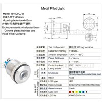 IN106 16mm wiring terminal 36V 20mA metal indicator lamp led 220v indicator light
