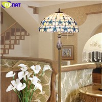 FUMAT Lilac Shell Floor Standing Lamp New European Mediterranean Blue Bedroom Floor Light 16 Inch Living Room Floor Lamp E27 LED