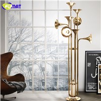 FUMAT Floor Lamps Art Horn Floor Light Fixture Modern Foyer Stand Light Retro Metal Poti Trumpet Floor Lamp Gold