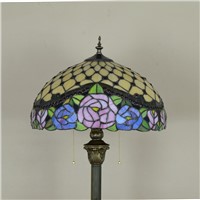 European style Tiffany color glass rose beads floor lamp American living room, bedroom study room office lighting lamps