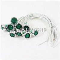 10 Pcs White Cable Blub Type Green Indicator Pilot Light Lamp DC 12V