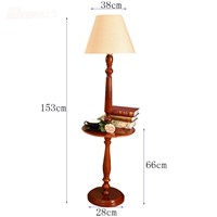 HGHomeart E27 Decorative Wood Coffee Table LED Retro  Floor Lamp American Bedroom Bedroom Contemporary Bedside Wooden Lighting