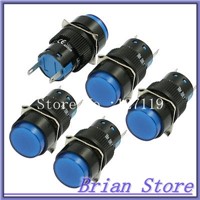 5 Pcs AC 220V 16mm Blue Bulb Power Panel Round Indicator Light Pilot Lamp