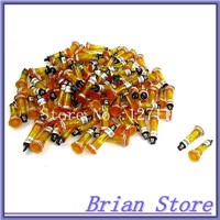 100 Pcs DC 24V 2P 10mm Flat Head Orange Power Signal Indicator Light Pilot Lamp