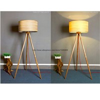 Modern Wooden Three Legged Floor Lamp Light Bedroom Bedside Standard Reading Lighting