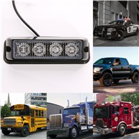 High Power 4LEDS Car Grille Flashing Light Led Strobe Warning Hazard Emergency Warning Flash Light for Police SUV Truck Vehicle