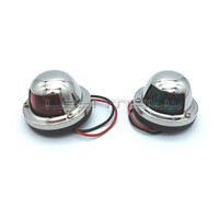 Pair of Stainless Steel Red and Green Bow Navigation Lights for Boats - 1 Mile