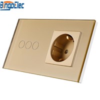 EU standard wall switch with socket, Touch switch with EU germany wall socket, Hot sale