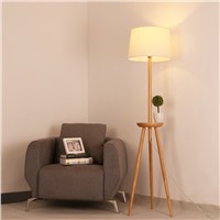 Modern Nordic Minimalism Simple Solid Wood Fabric Tripod E27 Floor Lamp For Living Room Bedroom Study Deco AC 80-265V 1007