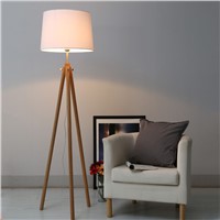 Modern Nordic Simple Original Wood Linen Tripod Led E27 Floor Lamp For Living Room Bedroom Study Bar Deco H 163cm Ac80-265v 1142
