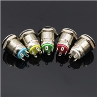 1PCS 12MM with LED 3V 5V 12V 24V 220V Metal Button Switch Momentary push button auto reset waterproof illuminated