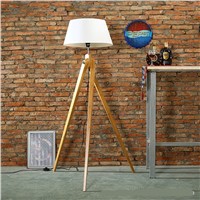 American Retro Vintage Loft Wood Fabric Tripod Led E27 Floor Lamp For Study  Bedroom Living Room Deco H 149/155cm 2278