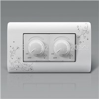 COSWALL Luxury Wall Double Dimmer Regulator Switch 300W Maximum Ivory White Brief Art Pattern Light Switch 118*72mm AC 110~250V