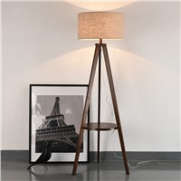Nordic simple modern wood floor lamp with table E27 6W bulb living room bedroom study room standing lamp reading light fixture