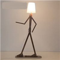 Modern wooden Human shape floor lamps log color rotated hotel room living room bedroom new Chinese style floor lights ZH