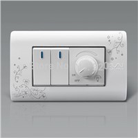 COSWALL Luxury Wall Dimmer Regulator 300W Maximum With 2 Gang 2 Way Light Switch Ivory White Brief Art Pattern 118*72mm