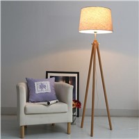 Modern Minimalist Wood Tripod Floor Lamp simple life Fabric Shade Creative Floor Light For Living Room Study Lighting Fixture