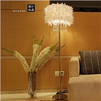 Feather Floor Lamp K9 Crystal Lamp Home Lighting Living Room Dining Room Bedroom Stand Light Red/White/Black ZL338