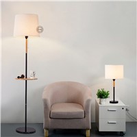 Nordic modern floor lamp living Wooden room lamp bedroom desktop bedside decorative cloth hotel light MZ10