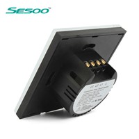 EU/UK Standard SESOO light switch.Crystal Glass Panel Wall Touch switch,1gang/2gang/3gang Single FireWire Touch screen switch
