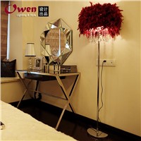 Feather Floor Lamp K9 Crystal Lamp Home Lighting Living Room Dining Room Bedroom Stand Light Red/White/Black