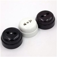 10pcs Retro Wall Switches Electrical Socket Surface Mounted Two-holes Outlet Socket Strip Old Single 10A Circular