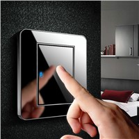 High Quality Any Point Click Wall Switch 1 Gang Single/Double Control Switch Acrylic Crystal Mirror Panel LED Indicator Light