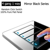 Coswall Brand New Arrival 4 Gang 1 Way Random Click Push Button Wall Light Switch With LED Indicator Acrylic Crystal Panel