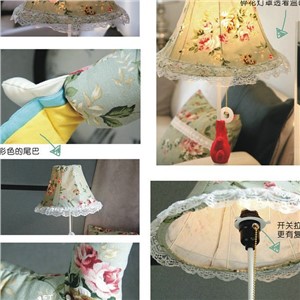 Handmade Decoration Floor lamp Fabric Animal Rural Small Dloral Cock Children Lighting Floor Light for Living room