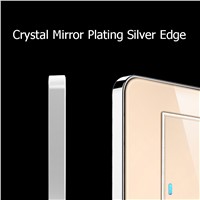 Coswall Brand New Arrival 1 Gang 1 Way Random Click Push Button Wall Light Switch With LED Indicator Acrylic Crystal Panel